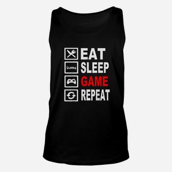 Funny Eat Sleep Game Repeat For Video Games Lovers Unisex Tank Top | Crazezy