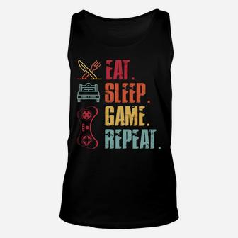 Funny Eat Sleep Game Repeat Video Games Lovers Unisex Tank Top | Crazezy