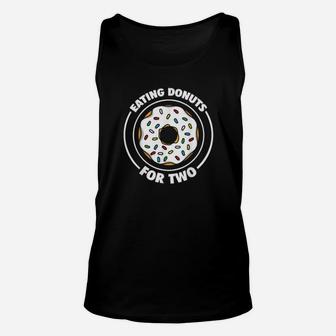 Funny Eating Donut For Two Pregnancy Cool Doughnut Food Unisex Tank Top - Monsterry