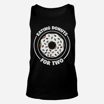 Funny Eating Donut For Two Pregnancy Cool Doughnut Food Unisex Tank Top - Monsterry