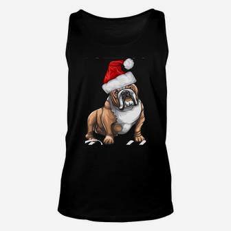 Funny English Bulldog Daddy Christmas Hat Gift Men Unisex Tank Top | Crazezy DE