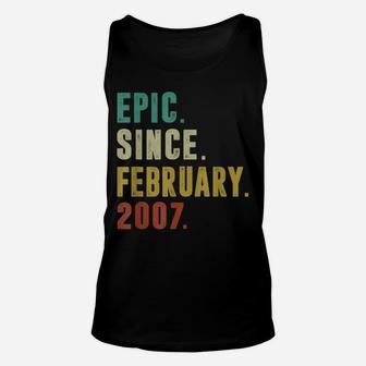 Funny Epic Since February 2007 15Th Birthday 15 Year Old Unisex Tank Top | Crazezy