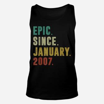 Funny Epic Since January 2007 15Th Birthday 15 Year Old Unisex Tank Top | Crazezy
