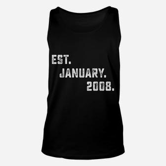 Funny Est January 2008 10Th Years Old Shirt 10 Birthday Gift Unisex Tank Top | Crazezy UK