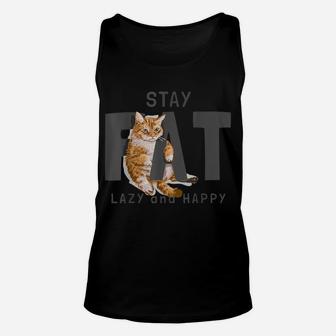 Funny Fat Cat Lazy Happy Cat Lovers Unisex Tank Top | Crazezy