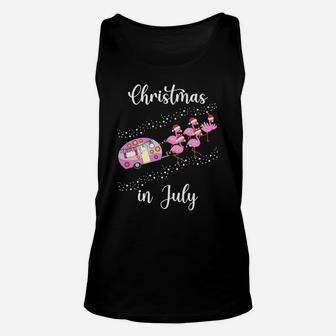 Funny Flamingo Pink Retro Camping Car Christmas In July Unisex Tank Top | Crazezy AU