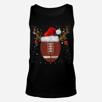 Funny Football Reindeer Santa Hat Christmas Holiday Gifts Unisex Tank Top | Crazezy AU