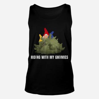 Funny Gnome Gamer Hiding With My Gnomies Challenge Unisex Tank Top | Crazezy