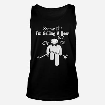 Funny Golf Beer Golfer Father Day Mother Day Birthday Tee Unisex Tank Top | Crazezy