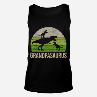 Funny Grandpa Dinosaur Grandson Men Gift Tee For Fathers Day Unisex Tank Top | Crazezy