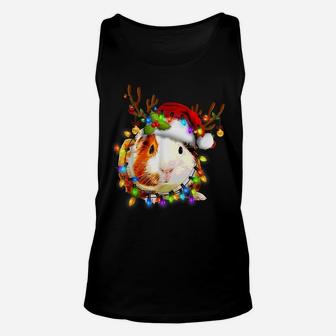 Funny Guinea Pig Christmas Reindeer Christmas Lights Pajama Unisex Tank Top | Crazezy