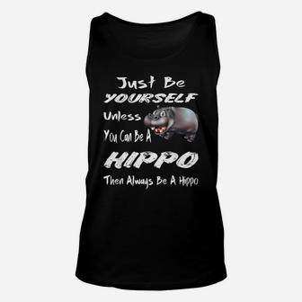 Funny Hippo Zoo Animal Lover Cool Happy Hippopotamus Unisex Tank Top | Crazezy