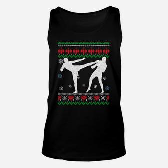 Funny Kickboxing Ugly Christmas Martial Arts Xmas Sport Sweatshirt Unisex Tank Top | Crazezy
