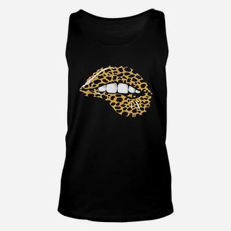 Funny Leopard Lips Cool Women Mouth Cheetah Lipstick Gift Unisex Tank Top | Crazezy