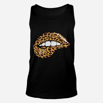 Funny Leopard Lips | Cool Women Mouth Cheetah Lipstick Gift Unisex Tank Top | Crazezy CA