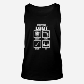 Funny Lgbt Gay Pride I Support Lgbt Liquor Bacon Unisex Tank Top | Crazezy