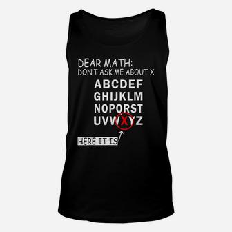 Funny Math Teacher Joke Mathematics Geeks Find X Unisex Tank Top | Crazezy
