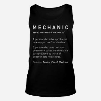Funny Mechanic Meaning - Mechanic Noun Definition Raglan Baseball Tee Unisex Tank Top | Crazezy DE