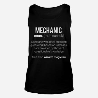 Funny Mechanic Meaning- Mechanic Noun Definition Wizard Unisex Tank Top | Crazezy DE