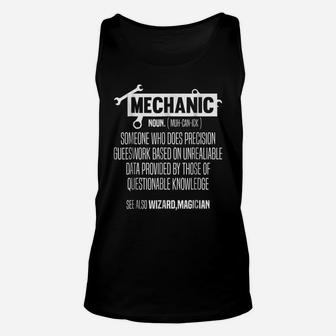 Funny Mechanic Meaning Noun Definition Sarcastic Unisex Tank Top | Crazezy CA