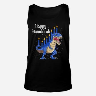 Funny Menorasaurus Rex Dinosaur Chanukkah Happy Hanukkah Unisex Tank Top | Crazezy UK