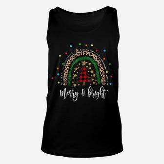Funny Merry And Bright Christmas Boho Rainbow Lights Holiday Unisex Tank Top | Crazezy