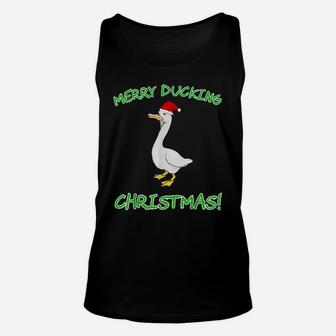 Funny Merry Ducking Christmas Holiday Hater Novelty Gift Unisex Tank Top | Crazezy