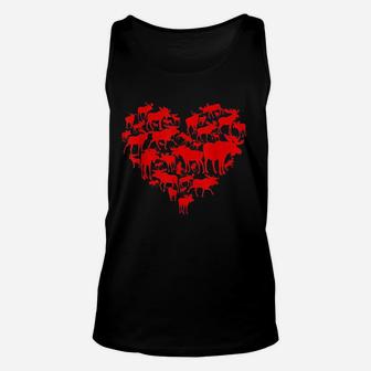 Funny Moose Heart Valentine Gift Moose Lover Unisex Tank Top | Crazezy