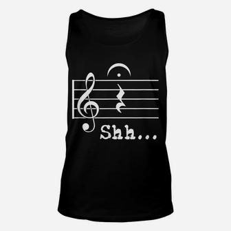 Funny Music Note Gifts Musician - Shh Quarter Rest Fermata Unisex Tank Top | Crazezy