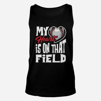 Funny My Heart Is On That Field Baseball Lover Women Unisex Tank Top | Crazezy UK