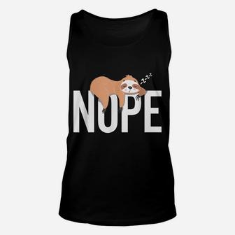 Funny Nope, Not This Day Lazy Sleeping Sloth Graphic Unisex Tank Top | Crazezy