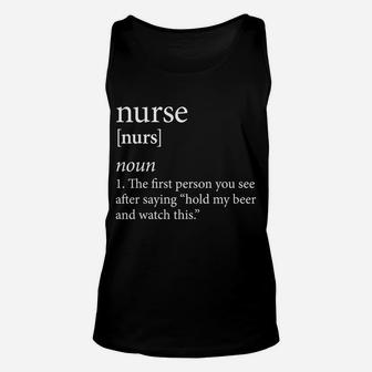 Funny Nurse Definition Noun Typography Artwork Design Unisex Tank Top | Crazezy UK