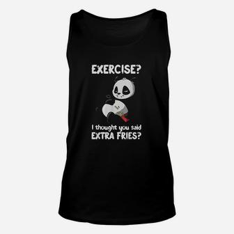 Funny Panda Exercise I Thought You Said Extra Fries Unisex Tank Top | Crazezy UK