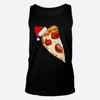 Funny Pizza Lover Santa Hat Christmas Pajama Pepperoni Gift Unisex Tank Top | Crazezy CA