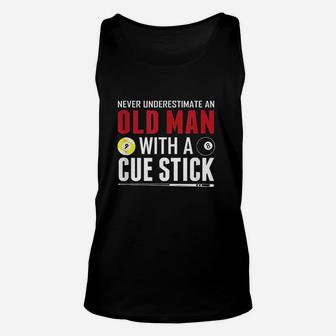 Funny Pool Billiards Player Old Man With Cue Stick Unisex Tank Top | Crazezy
