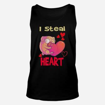Funny Pug Valentine I Steal Heart Gift For Pug Lover Unisex Tank Top - Monsterry AU