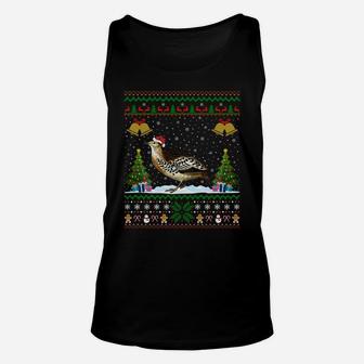 Funny Quail Bird Xmas Gift Santa Hat Ugly Quail Christmas Sweatshirt Unisex Tank Top | Crazezy
