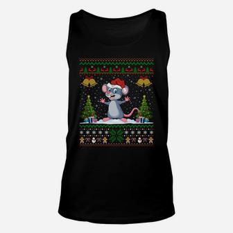 Funny Rat Mouse Xmas Gift Santa Hat Ugly Mouse Christmas Sweatshirt Unisex Tank Top | Crazezy