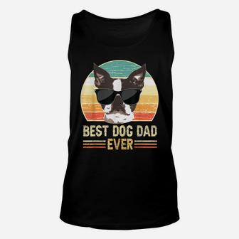 Funny Retro Best Dog Dad Ever Shirt, Dog With Sunglasses Unisex Tank Top | Crazezy