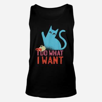 Funny Retro Rebel Cat I Do What I Want Cat Lovers Unisex Tank Top | Crazezy