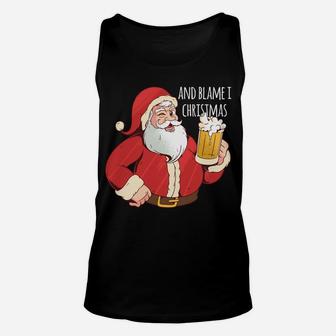 Funny Santa Clause Let's Get Fat And Drunk Funny Christmas Unisex Tank Top | Crazezy UK