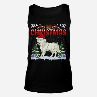 Funny Santa Hat All I Want For Christmas Is A Arctic-Wolf Unisex Tank Top | Crazezy
