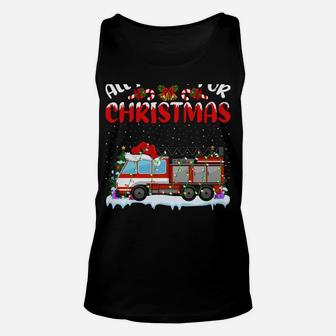 Funny Santa Hat All I Want For Christmas Is A Fire Truck Unisex Tank Top | Crazezy