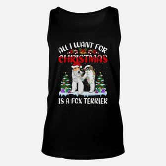 Funny Santa Hat All I Want For Christmas Is A Fox Terrier Unisex Tank Top | Crazezy