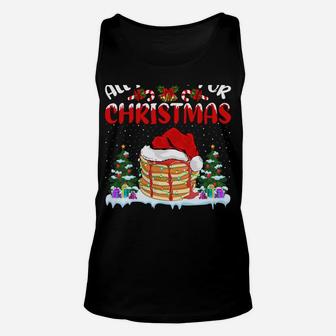 Funny Santa Hat All I Want For Christmas Is A Pancake Sweatshirt Unisex Tank Top | Crazezy