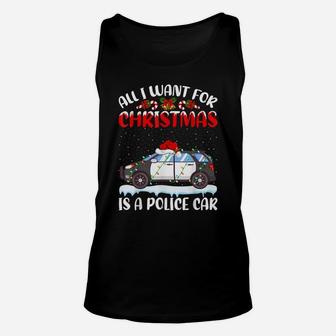 Funny Santa Hat All I Want For Christmas Is A Police Car Unisex Tank Top | Crazezy