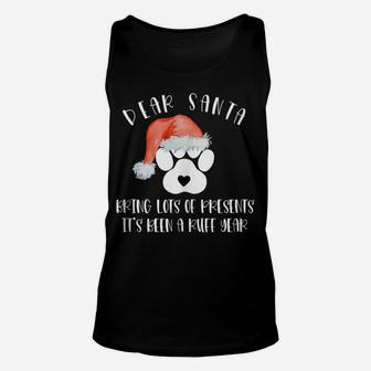 Funny Santa Hat Dog Cat Paw Print Tshirt Christmas Clothes Unisex Tank Top | Crazezy