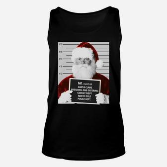 Funny Santa Mugshot Santa Claus Jailed Christmas Sweatshirt Unisex Tank Top | Crazezy UK