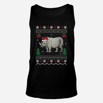 Funny Santa Rhinoceros Xmas Gift Ugly Rhino Christmas Unisex Tank Top | Crazezy CA