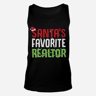 Funny Santa's Favorite Realtor Estate Agent Christmas Gift Unisex Tank Top | Crazezy DE